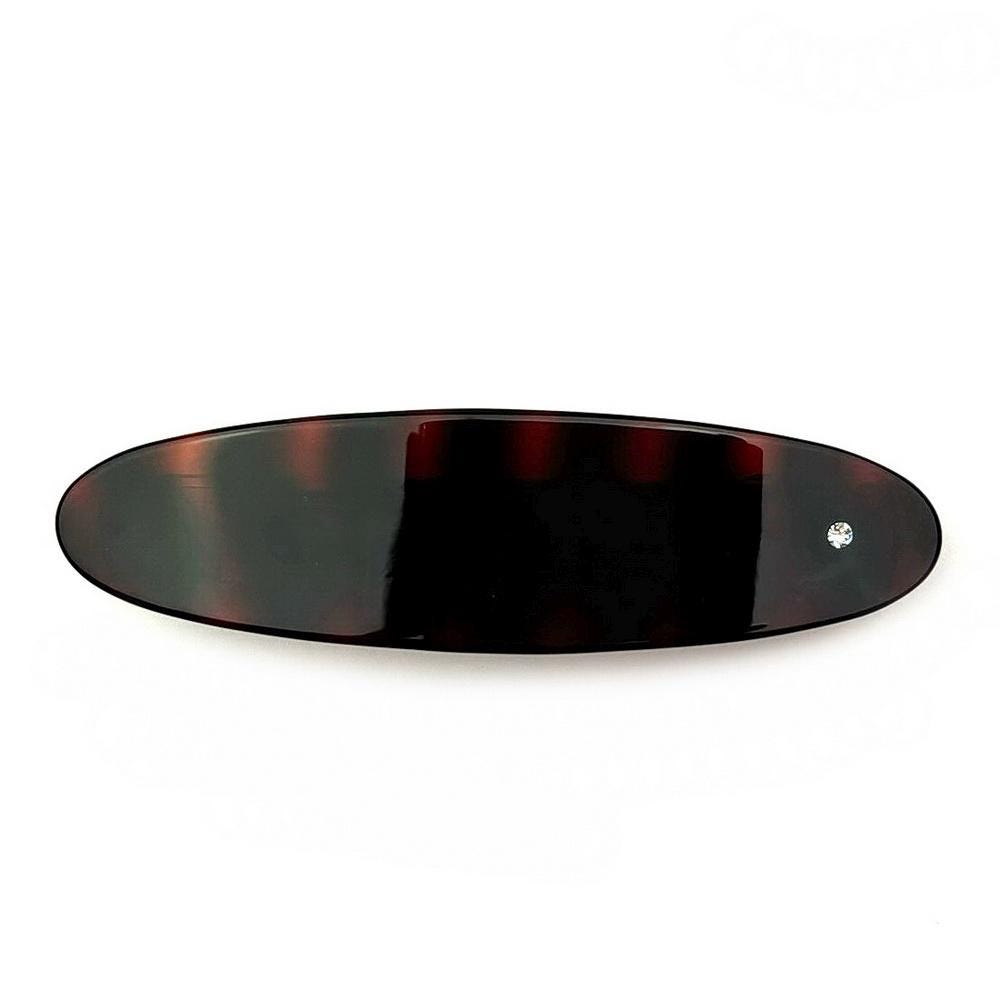 Barrette Cheveux Ovale Celluloid Marron 9,5cm Strass 