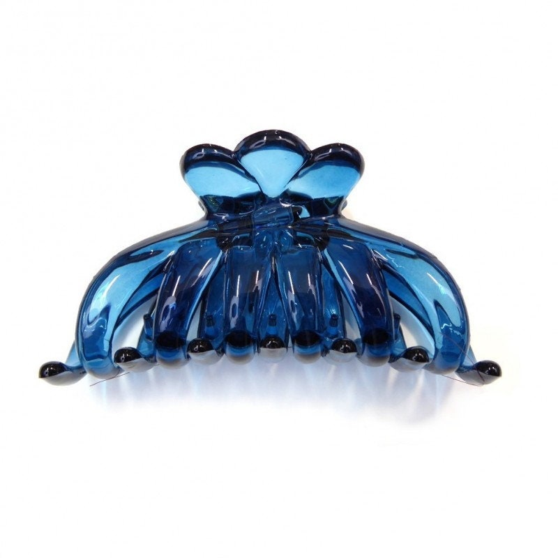 Pince crabe cheveux classique de 8,5 cm bleu