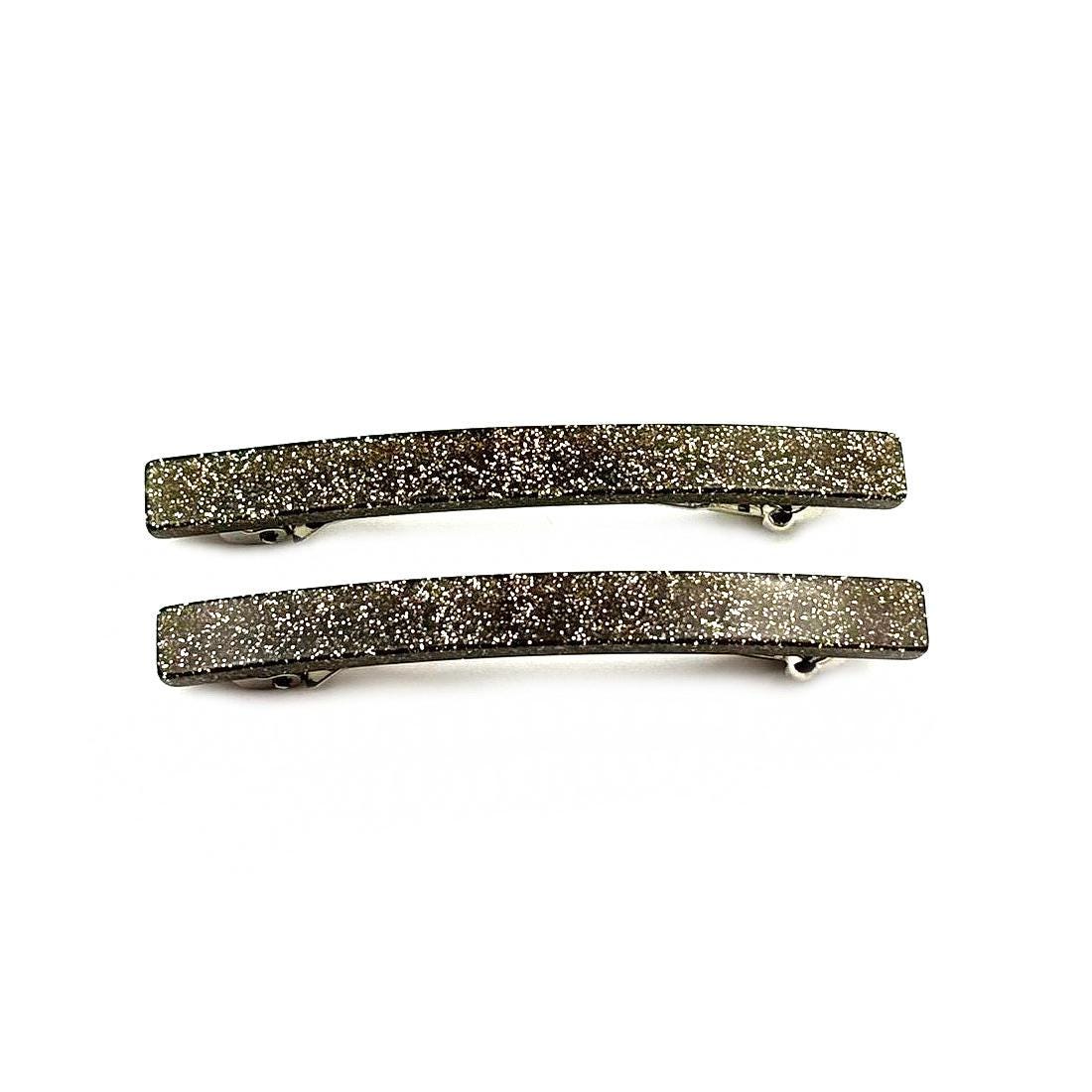 Barrettes cheveux fines paillette 7cm Marron - Lot de 2