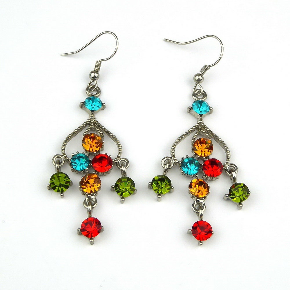 Boucles d'oreilles pendantes multicolores