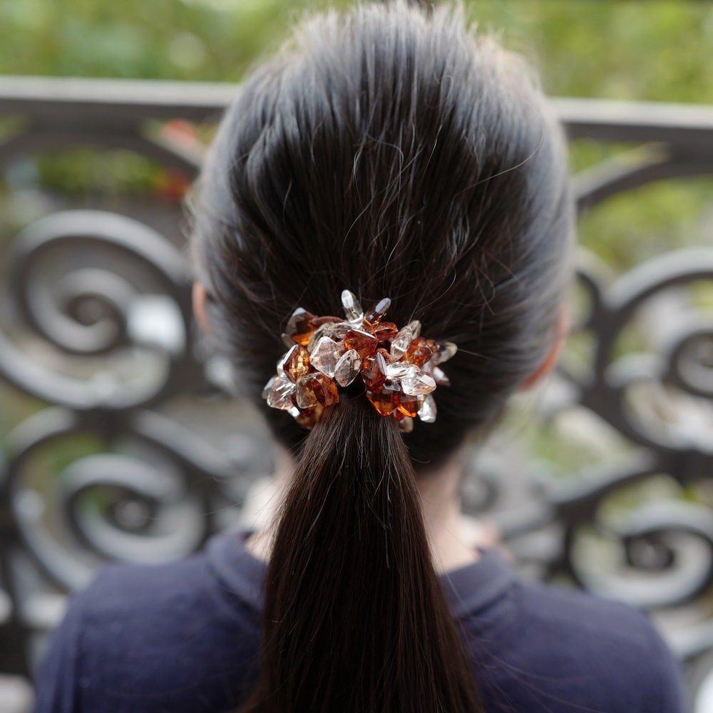 Elastique cheveux ou bracelet perles transparente