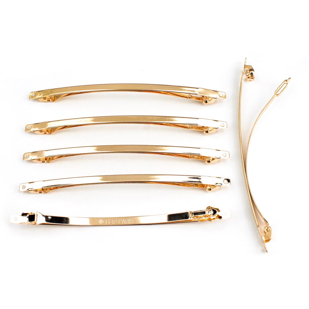 Barrettes fines 10cmx0.3cm "Clip Paris" doré - Lot de 50