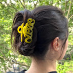 Pince à cheveux "Love" 8,5cm en acétate, jaune, qualité premium, Made in France