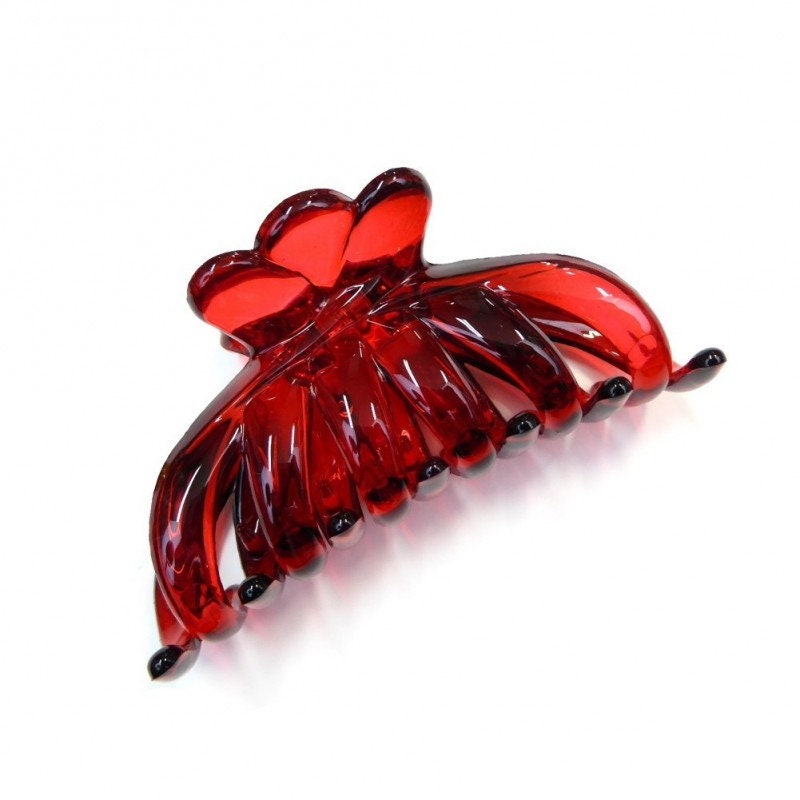 Pince crabe cheveux classique de 8,5 cm rouge