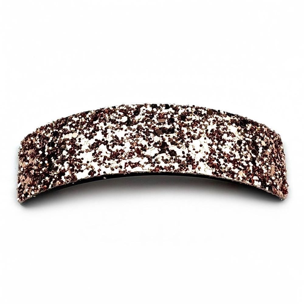 Barrette cheveux paillette 9.5cm, accessoire cheveux - doré, or rose, marron