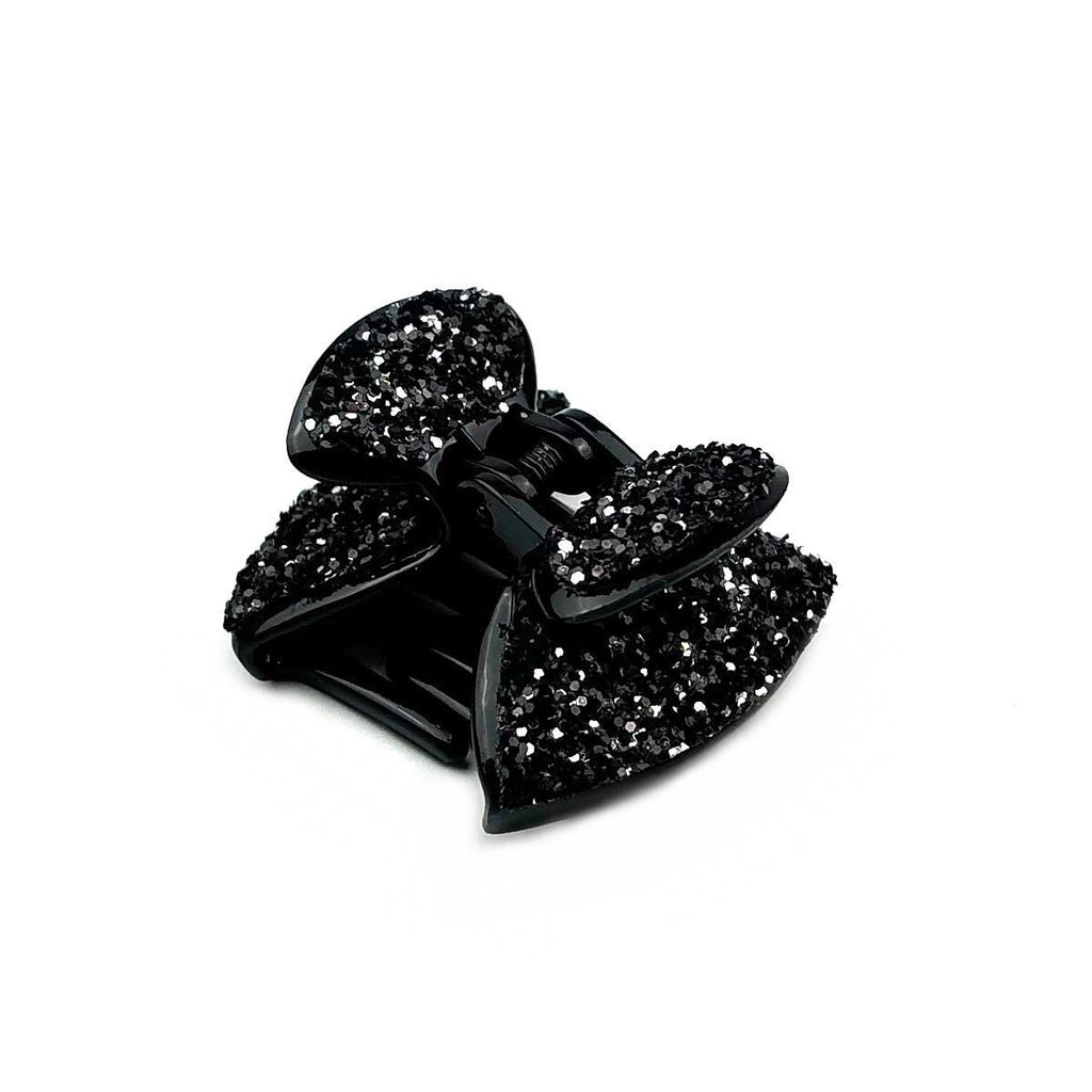 Pince à cheveux forme noeud avec paillettes 4cm