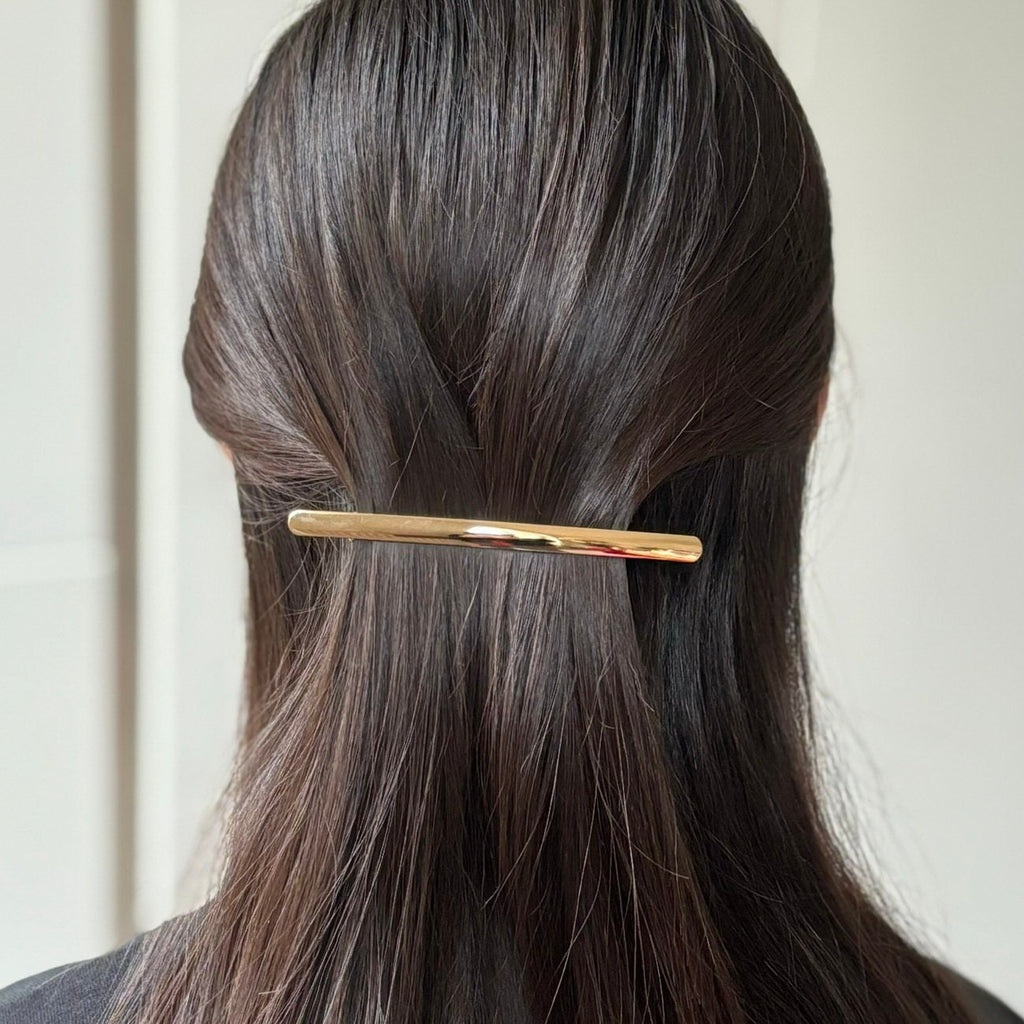 Barrette cheveux métal longue 10,5cm doré cheveux fins