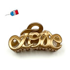 Pince à cheveux "Love" 8,5cm en acétate, doré, Made in France
