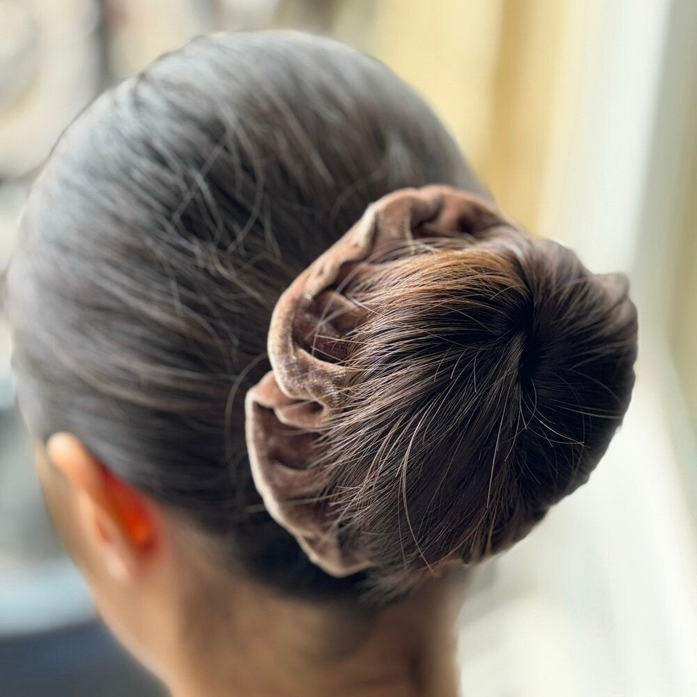 Lot de 2 chouchous scrunchie velours - pêche