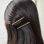 Pince à cheveux fine fantaisie doré 6,5cm - fixe mèches