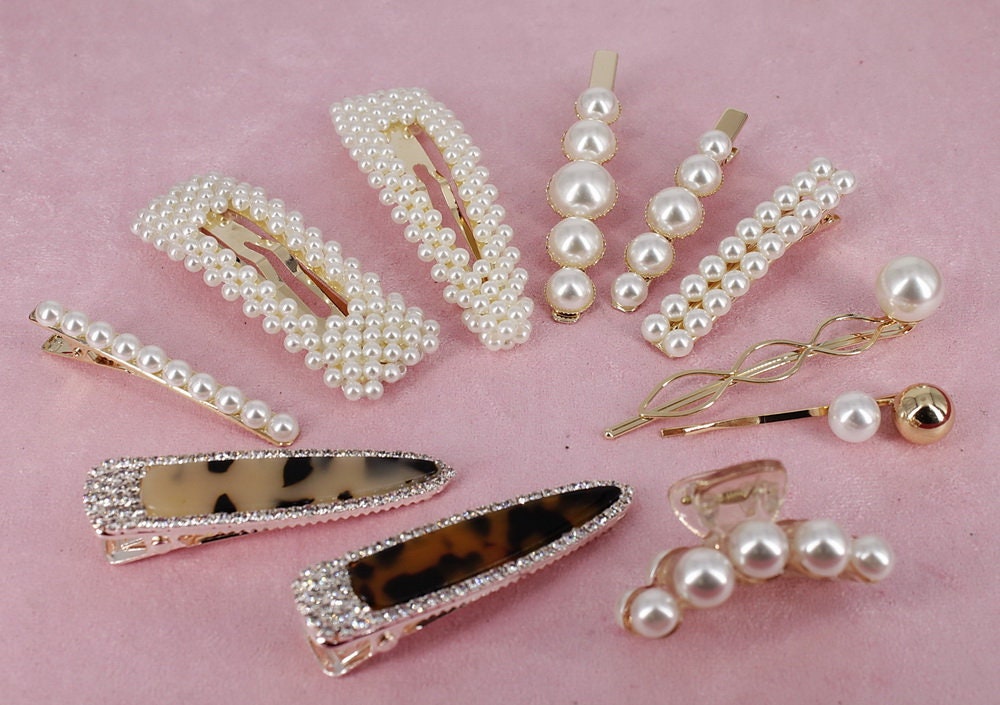 Barrette cheveux perles, pinces cheveux perles