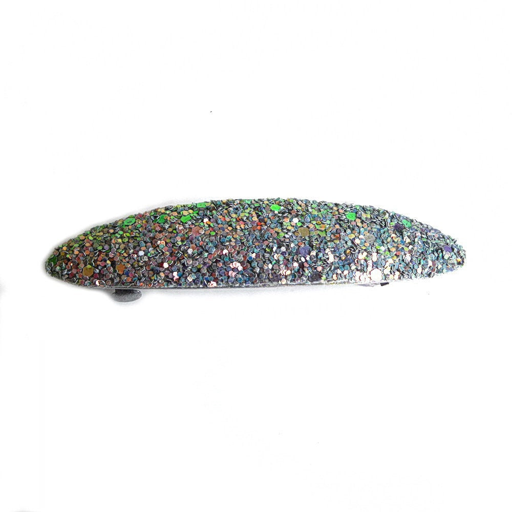Barrette cheveux ovale 9cm paillettes