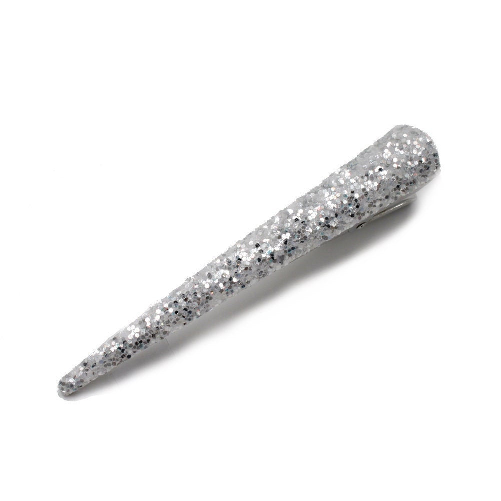 Grande pince cheveux concorde 10.5cm paillettes - argent