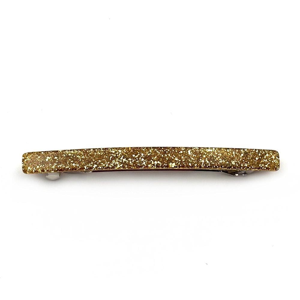 Barrette cheveux longue 10cm en acétate paillette or fait main