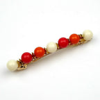 Barrette Cheveux 8cm Perles Fantaisie Rouge