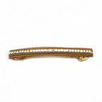 Barrette Cheveux Longue 9.5cm Velours Caramel Chaine Strass