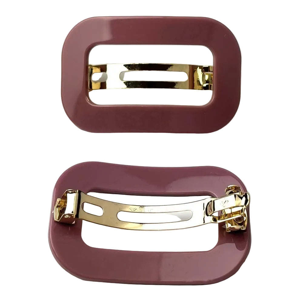Barrette Cheveux Ajourée Acétate 7cm Fait Main vieux rose - Monture Dorée