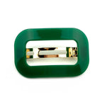 Barrette Cheveux Ajourée Acétate vert 7cm Fait Main - Monture Dorée