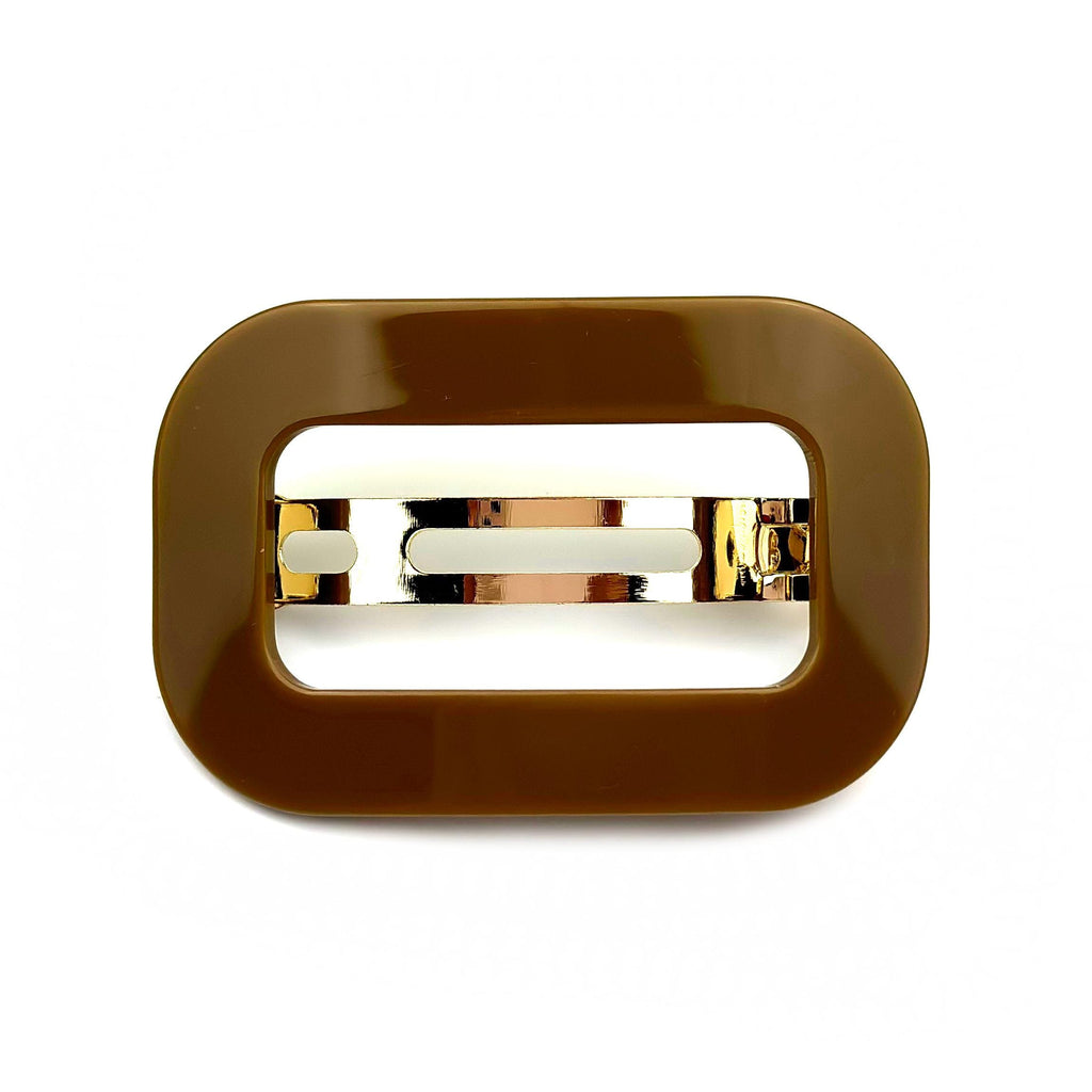 Barrette Cheveux Ajourée Acétate 7cm marron Fait Main - Monture Dorée