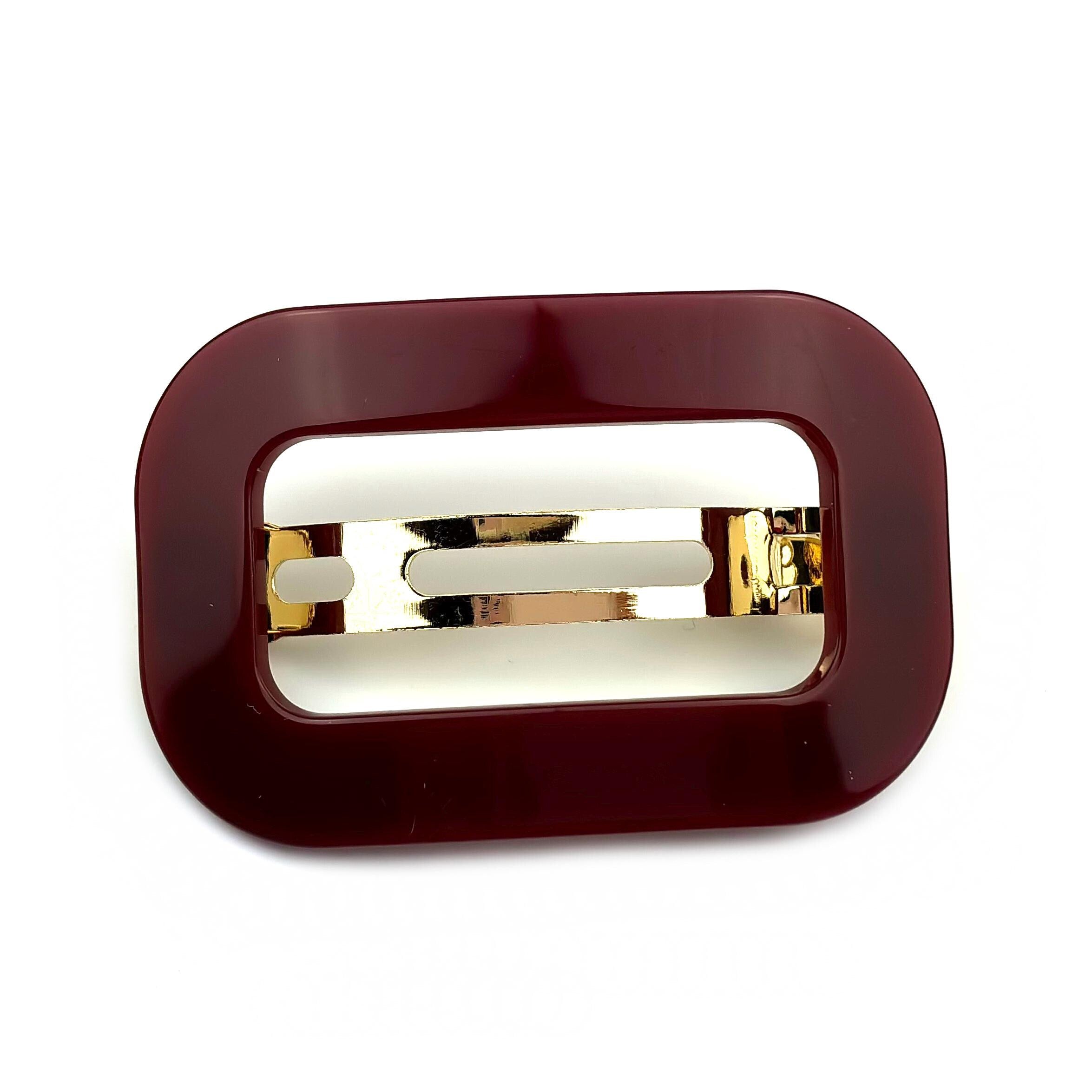 Barrette Cheveux Ajourée Acétate 7cm bordeaux Fait Main - Monture Dorée
