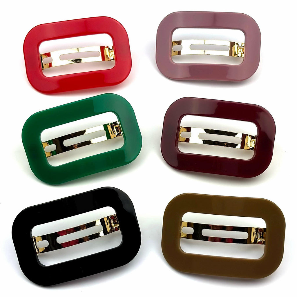 Barrette Cheveux Ajourée Acétate 7cm Fait Main - Monture Dorée