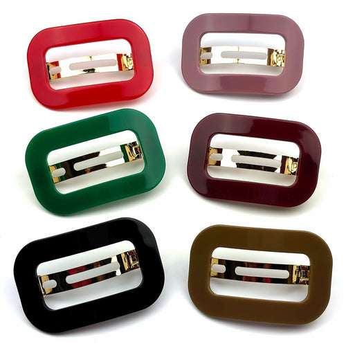 Barrette Cheveux Ajourée Acétate 7cm Fait Main - Monture Dorée