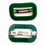Barrette Cheveux Ajourée Acétate vert 7cm Fait Main - Monture Dorée