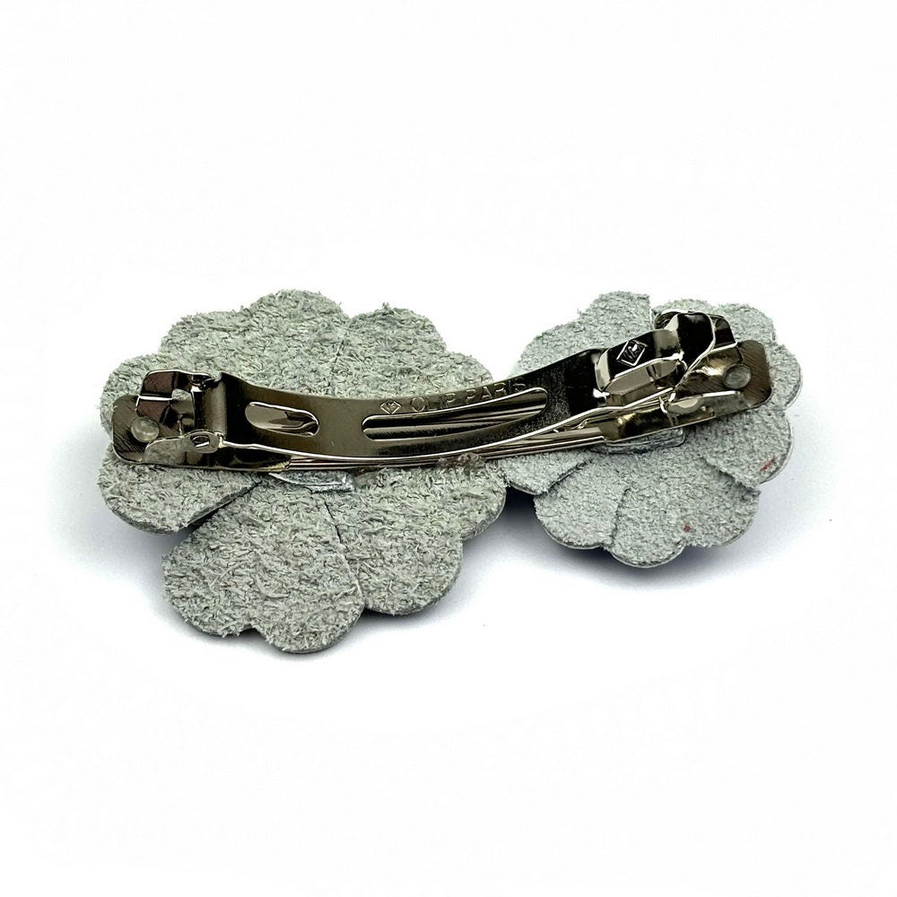 Barrette Cheveux Cuir 2 Fleurs 7,5cm cheveux fins