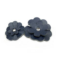 Barrette Cheveux Cuir 2 Fleurs 7,5cm marine