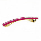 Barrette Cheveux Longue 9.5cm Velours Fuchsia Chaine Strass