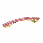 Barrette Cheveux Longue 9.5cm Velours Rose Chaine Strass