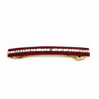 Barrette Cheveux Longue 9.5cm Velours rouge Chaine Strass