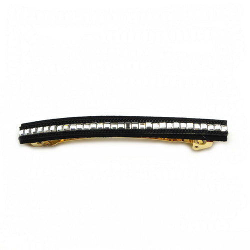 Barrette Cheveux Longue 9.5cm Velours  noir Chaine Strass