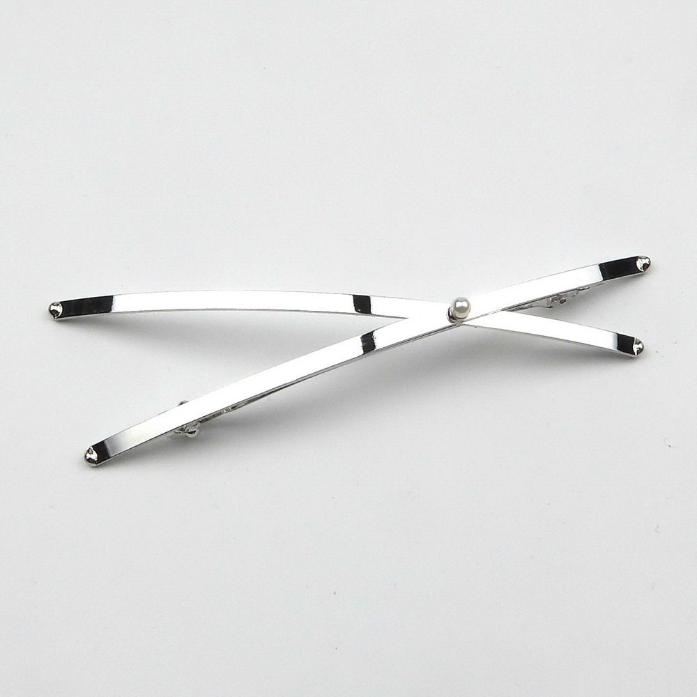 Barrette Cheveux Longue 13cm Métal Argenté cheveux fins