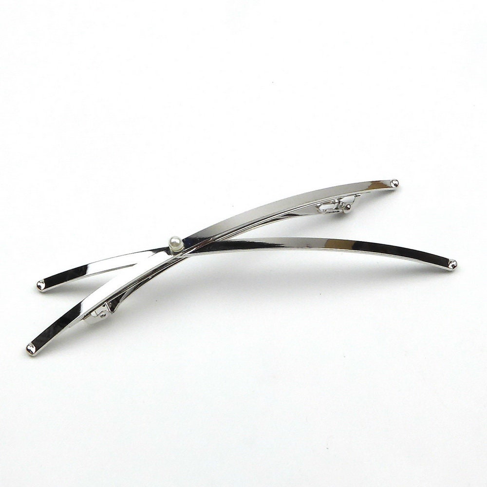 Barrette Cheveux Longue Croix 13cm Métal Argenté