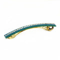 Barrette Cheveux Longue 9.5cm Velours  Turquoise Chaine Strass