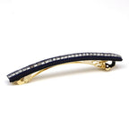 Barrette Cheveux Longue 9.5cm Velours Marine Chaine Strass
