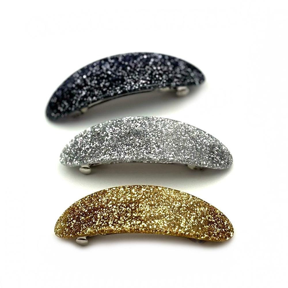 Barrette Cheveux Ovale Incurvée Paillettes 9cm
