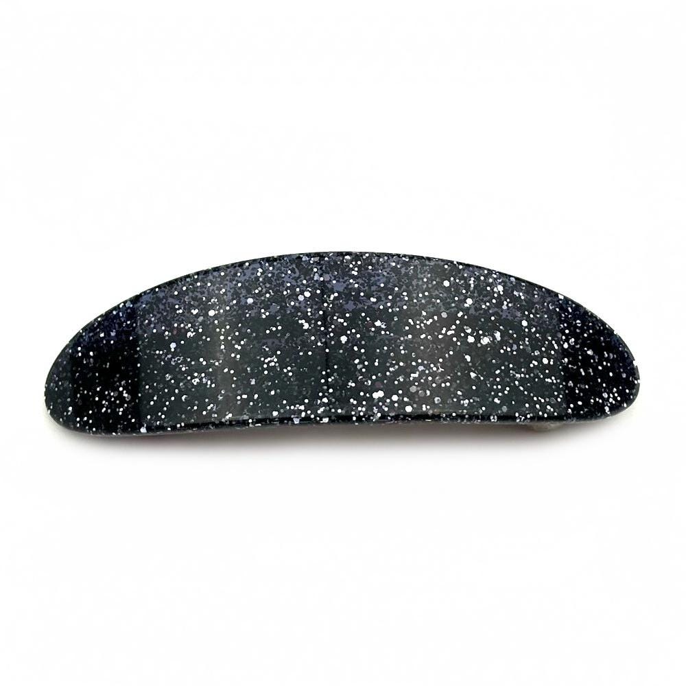 Barrette Cheveux Ovale courbe 9cm Paillettes gris