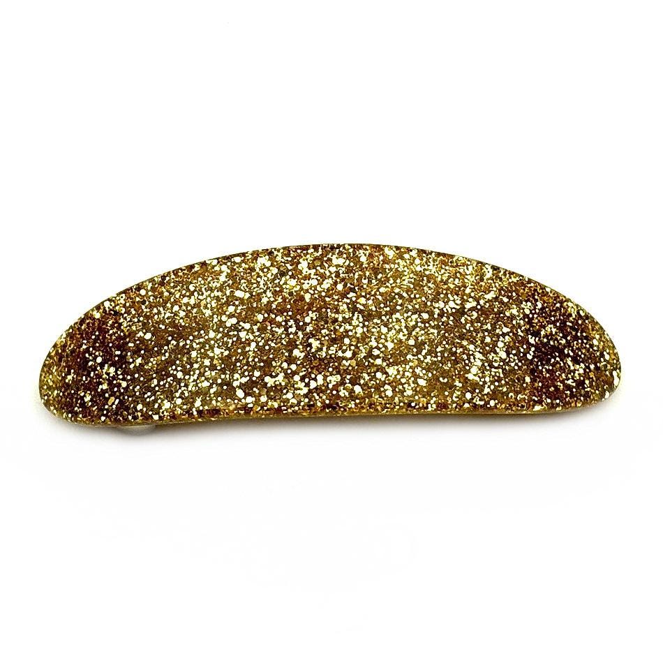 Barrette Cheveux Ovale incurvée 9cm Paillettes dorés