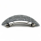 Barrette Cheveux Ovale courbe 9cm Paillettes argent, cheveux épais