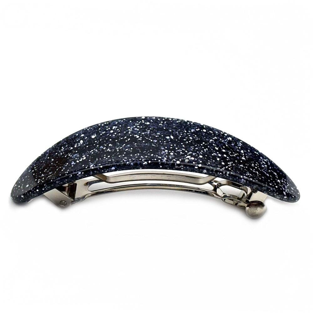 Barrette Cheveux Ovale incurvée 9cm Paillettes gris