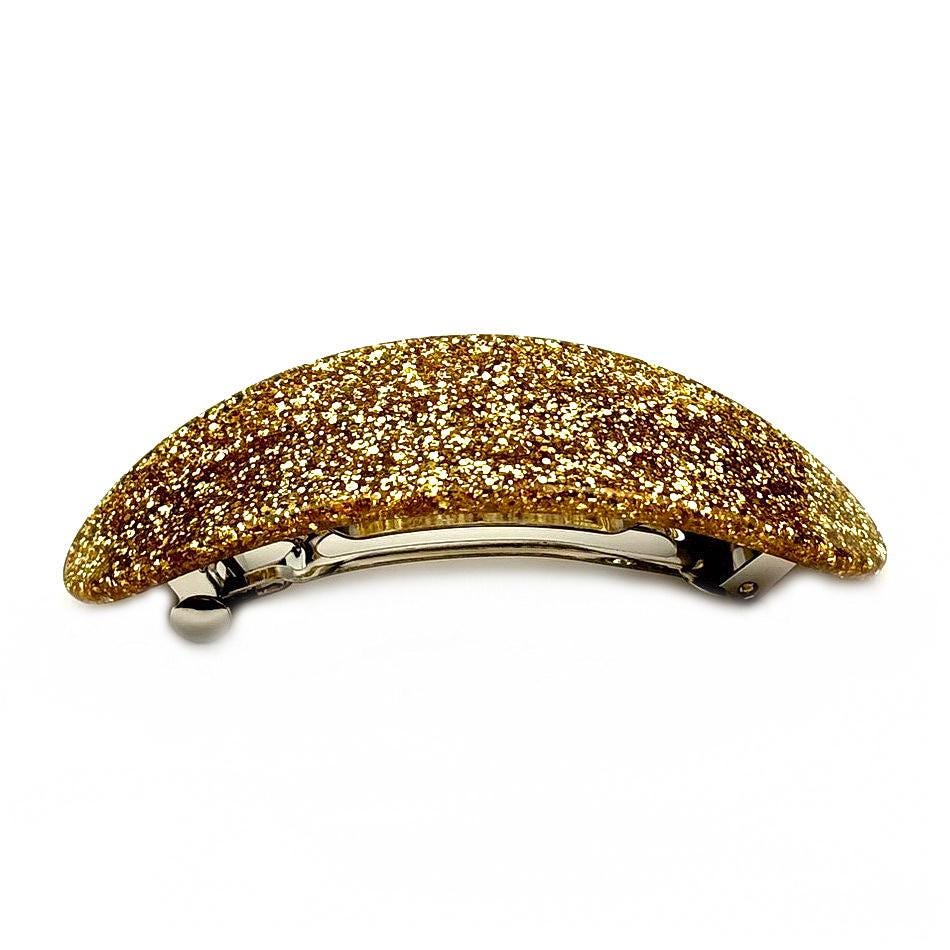 Barrette Cheveux Ovale incurvée 9cm Paillettes doré