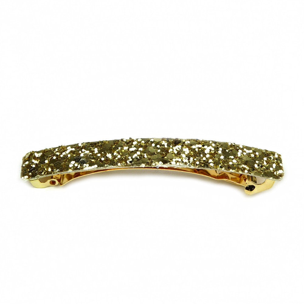 Barrette Cheveux Paillettes 8,5cm dorée