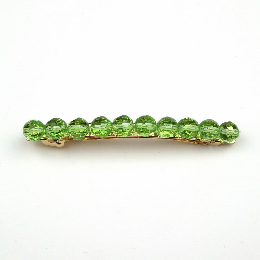 Barrette Cheveux Perles à Facette 8cm  Vert