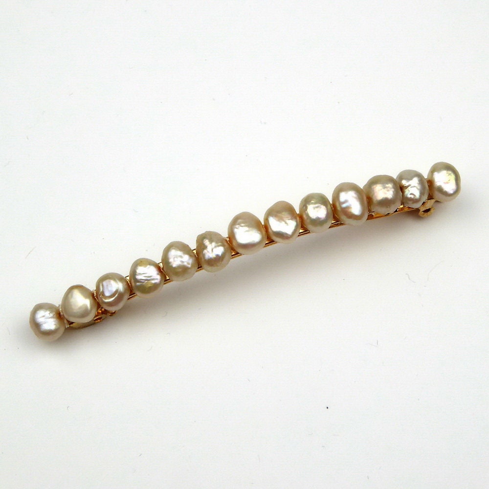 Barrette Cheveux Perles d'Eau Douce 8cm beige
