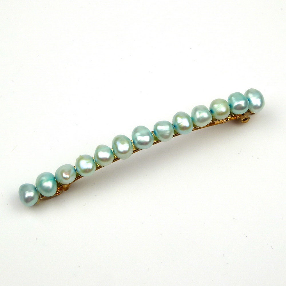 Barrette Cheveux Perles d'Eau Douce 8cm bleu clair