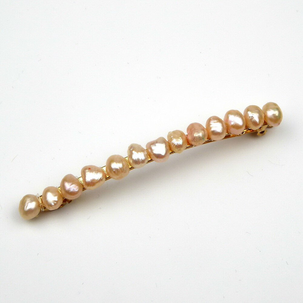 Barrette Cheveux Perles d'Eau Douce 8cm nude