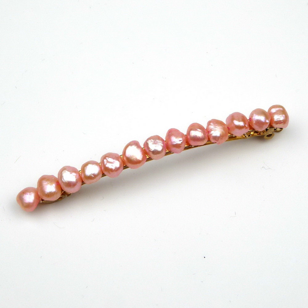 Barrette Cheveux Perles d'Eau Douce 8cm rose
