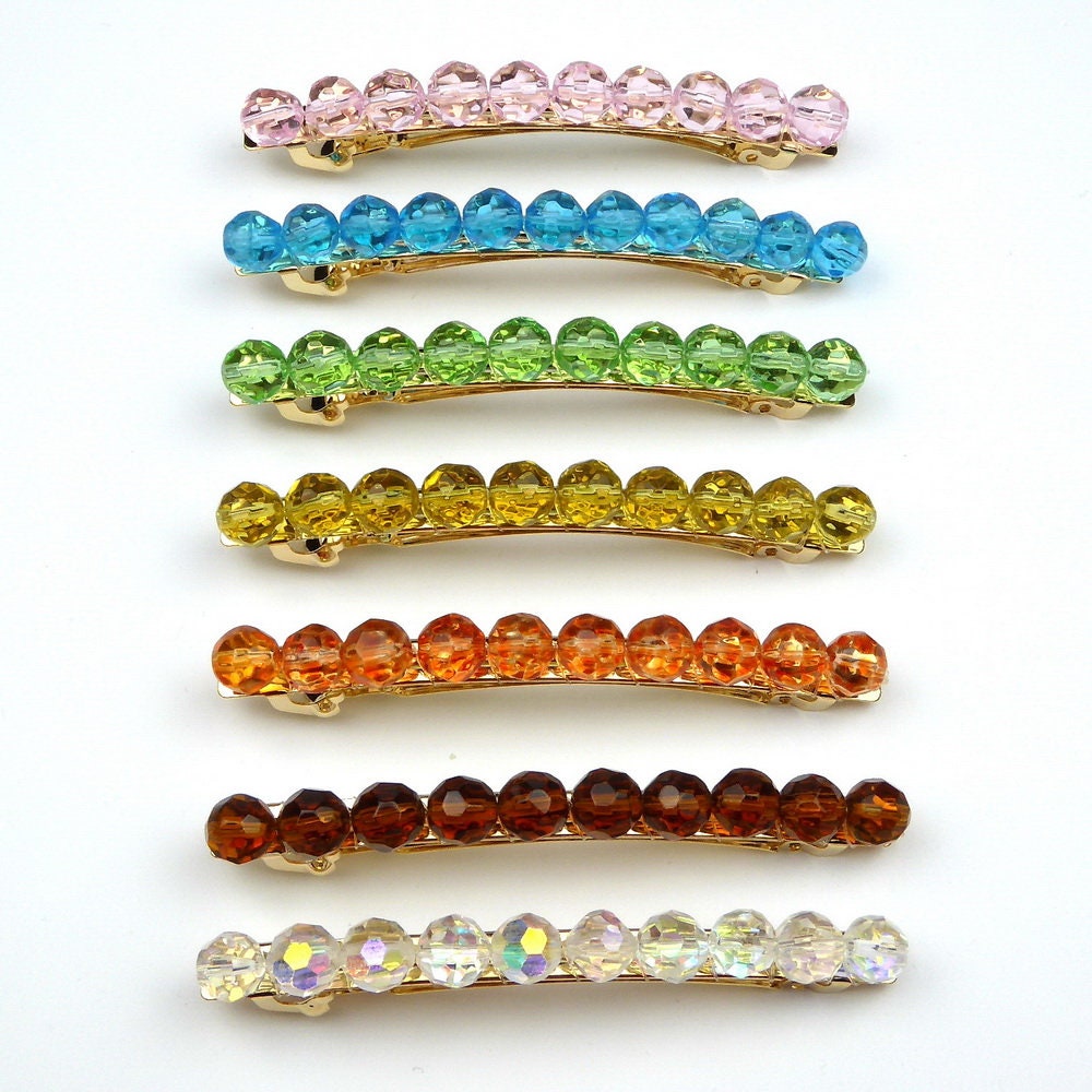 Barrette Cheveux Perles à Facette 8cm - Élégante & Raffinée
